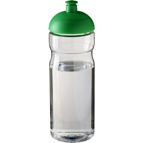 H2O Active® Base 650 Ml Sportflasche Mit Stülpdeckel , transparent / grün, PET Kunststoff, 90% PP Kunststoff, 10% TPE Kunststoff, 22,30cm (Höhe), Bild 1