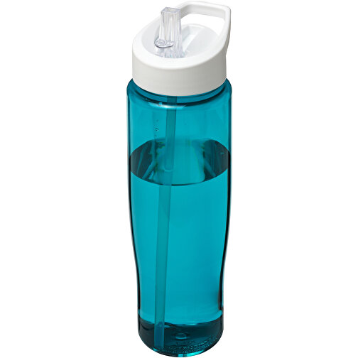 H2O Active® Tempo 700 Ml Sportflasche Mit Ausgussdeckel , aquablau / weiß, PET Kunststoff, 72% PP Kunststoff, 17% SAN Kunststoff, 11% PE Kunststoff, 23,40cm (Höhe), Bild 1