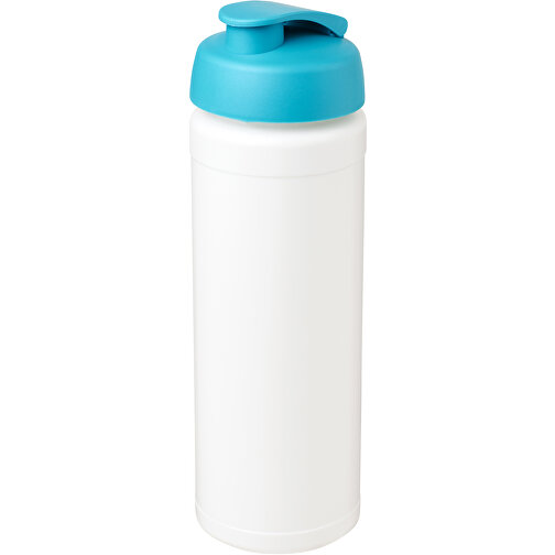 Baseline® Plus Grip 750 Ml Sportflasche Mit Klappdeckel , weiß / aquablau, HDPE Kunststoff, PP Kunststoff, 23,60cm (Höhe), Bild 1