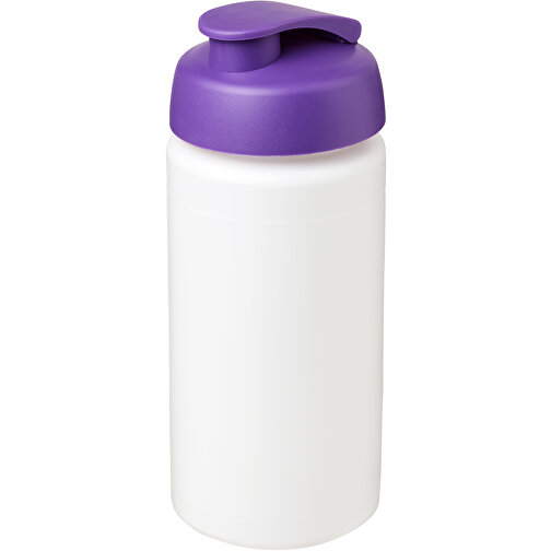 Baseline® Plus Grip 500 Ml Sportflasche Mit Klappdeckel , weiß / lila, HDPE Kunststoff, PP Kunststoff, 18,50cm (Höhe), Bild 1