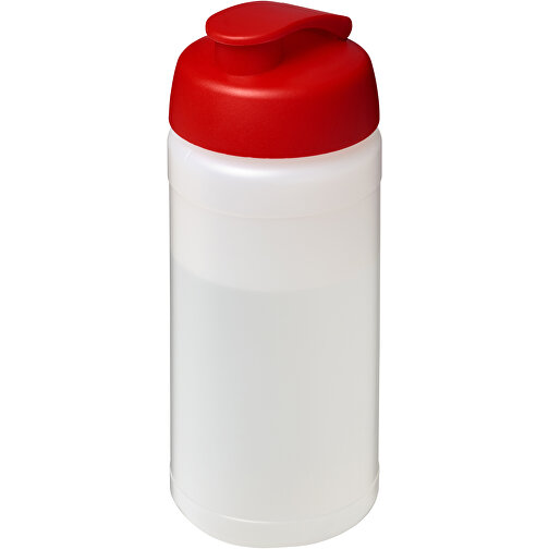 Baseline® Plus 500 Ml Sportflasche Mit Klappdeckel , transparent / rot, HDPE Kunststoff, PP Kunststoff, 18,50cm (Höhe), Bild 1