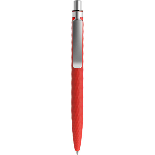 Prodir QS01 Soft Touch PRS Push Kugelschreiber , Prodir, rot/silber satiniert, Kunststoff/Metall, 14,10cm x 1,60cm (Länge x Breite), Bild 1