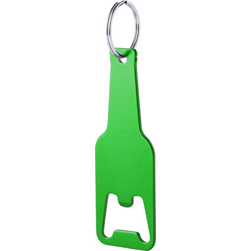 Schlüsselanhänger Flaschenöffner CLEVON , grün, Aluminium, 3,00cm x 0,20cm x 8,90cm (Länge x Höhe x Breite), Bild 1