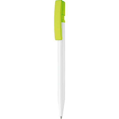 Kugelschreiber Nash Hardcolour , weiss / hellgrün, ABS, 14,50cm (Länge), Bild 1