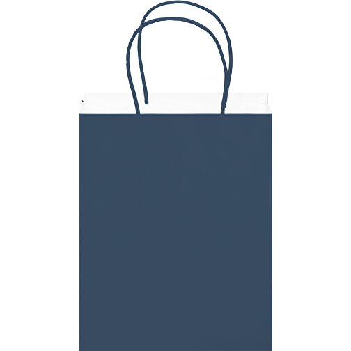 Kleine Papiertasche Im Eco Look 120g/m² , dunkelblau, Papier, 18,00cm x 24,00cm x 8,00cm (Länge x Höhe x Breite), Bild 4