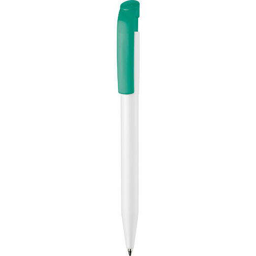 Kugelschreiber S45 Hardcolour , weiß / dunkelgrün, ABS, 13,80cm (Länge), Bild 1