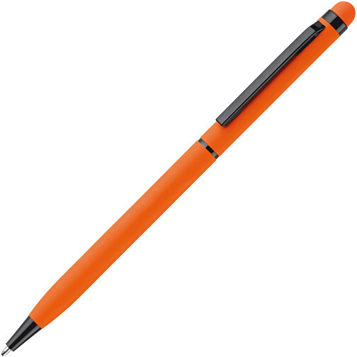 Kugelschreiber Stylus Metall Gummiert , orange, Aluminium, Metall, 13,60cm (Länge), Bild 2