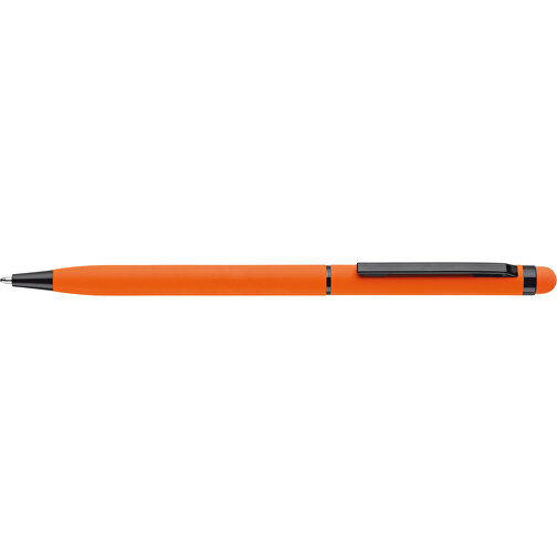 Kugelschreiber Stylus Metall Gummiert , orange, Aluminium, Metall, 13,60cm (Länge), Bild 3