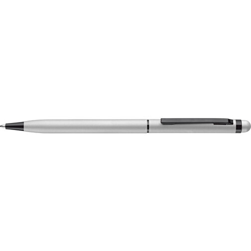Kugelschreiber Stylus Metall Gummiert , silber, Aluminium, Metall, 13,60cm (Länge), Bild 3