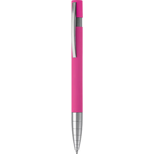 Kugelschreiber Santiago Gummiert , rosa, Aluminium & Metall, 14,20cm (Länge), Bild 1