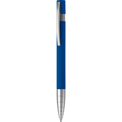 Kugelschreiber Santiago Gummiert , dunkelblau, Aluminium & Metall, 14,20cm (Länge), Bild 1