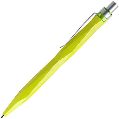 Prodir QS20 PMS Push Kugelschreiber , Prodir, gelbgrün / silber satiniert, Kunststoff/Metall, 14,10cm x 1,60cm (Länge x Breite), Bild 4