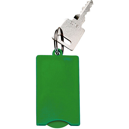 Chip-Schlüsselanhänger 'Square' , standard-grün, Kunststoff, 5,70cm x 0,40cm x 3,00cm (Länge x Höhe x Breite), Bild 1
