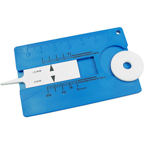 Reifenprofilmesser 'Card' , standard-blau PP, Kunststoff, 8,20cm x 0,40cm x 5,10cm (Länge x Höhe x Breite), Bild 1