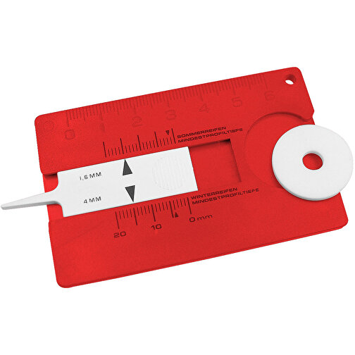 Reifenprofilmesser 'Card' , standard-rot, Kunststoff, 8,20cm x 0,40cm x 5,10cm (Länge x Höhe x Breite), Bild 1