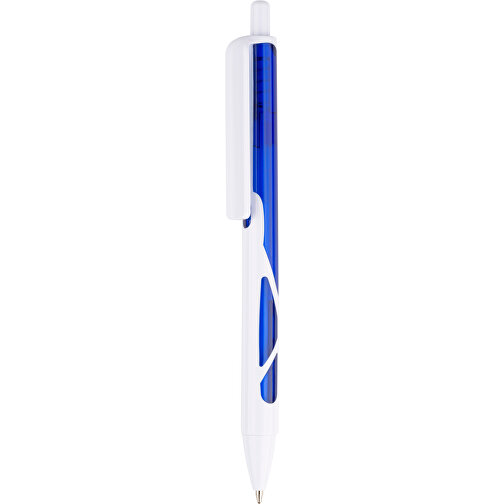 Kugelschreiber Favour Weiß , Promo Effects, weiß / dunkelblau, Kunststoff, 14,20cm (Länge), Bild 1