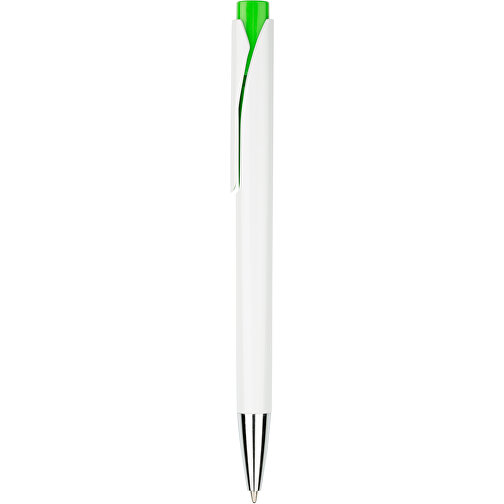 Kugelschreiber Liverpool Weiß , Promo Effects, weiß/grün, Kunststoff, 14,10cm x 1,00cm x 1,20cm (Länge x Höhe x Breite), Bild 1