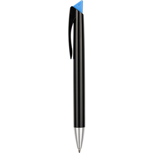 Kugelschreiber Roxi Schwarz , Promo Effects, schwarz / hellblau, Kunststoff, 14,10cm (Länge), Bild 2