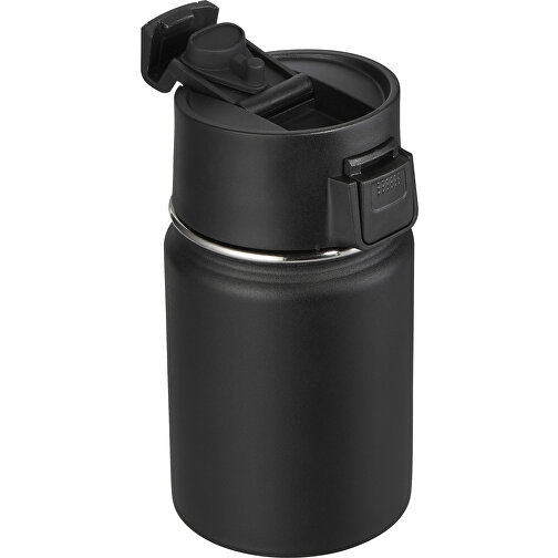 Einhand Thermosbecher 350 Ml Schwarz Mit Doppelwandiger Vakuum-Isolierung , schwarz, Edelstahl doppelwandig pulverbeschichtet, ABS, 14,50cm (Höhe), Bild 2