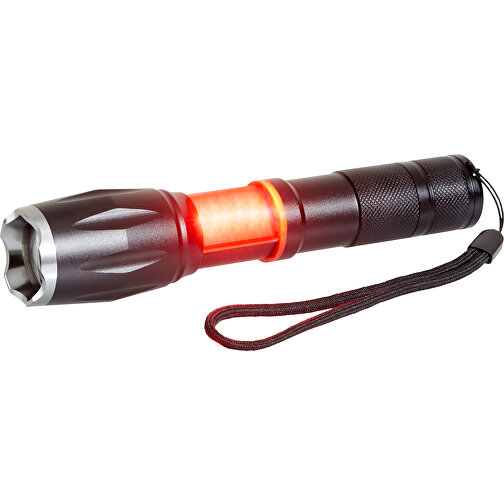Multifunktions Taschenlampe Mit Zoom-Funktion Und Trageschlaufe , schwarz, Aluminium, 15,00cm (Höhe), Bild 8