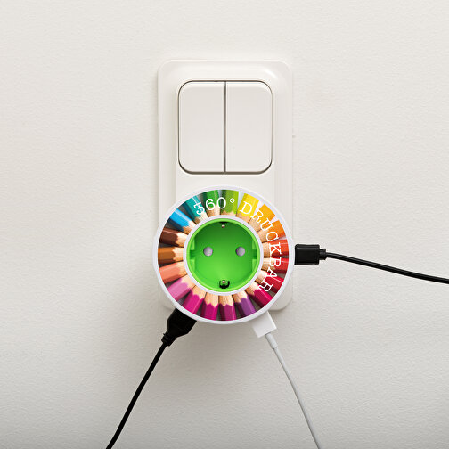 Ladekabel USB Plug , weiß-limonengrün, Kunststoff, 8,00cm (Höhe), Bild 2