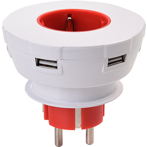 Ladekabel USB Plug , weiß-rot, Kunststoff, 8,00cm (Höhe), Bild 1