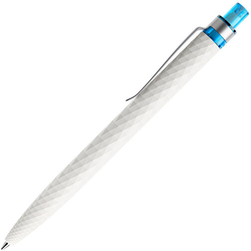 Prodir QS01 PMS Push Kugelschreiber , Prodir, weiß/silber satiniert/cyanblau, Kunststoff/Metall, 14,10cm x 1,60cm (Länge x Breite), Bild 4