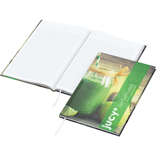 Notizbuch Memo-Book Bestseller A5, Matt-individuell , matt-individuell, Hochweißes Schreibpapier 90 g/m², 21,00cm x 14,80cm (Länge x Breite), Bild 1