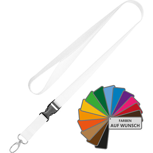 Schlüsselband Standard Oval , Promo Effects, weiß, Polyester, 105,00cm x 1,50cm (Länge x Breite), Bild 1