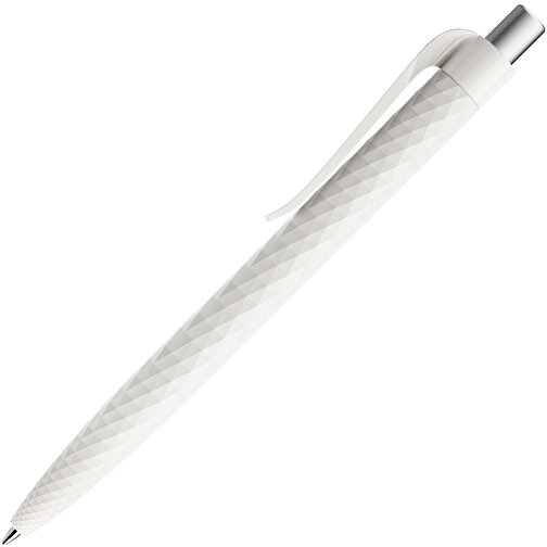 Prodir QS01 PMP Push Kugelschreiber , Prodir, weiß/silber satiniert, Kunststoff/Metall, 14,10cm x 1,60cm (Länge x Breite), Bild 4