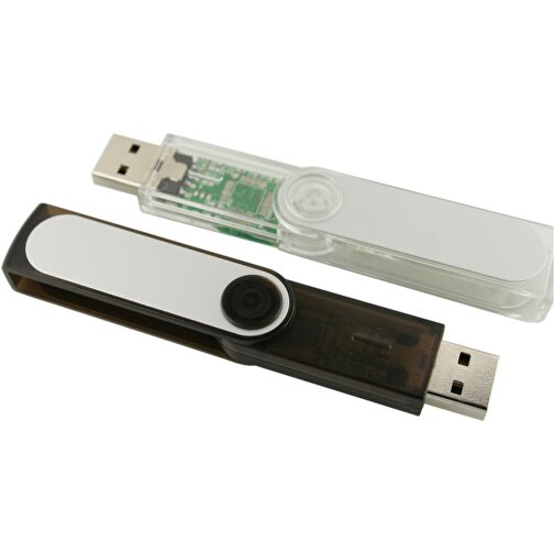 USB-Stick SWING II 64GB , Promo Effects MB , klar / transparent MB , 65 GB , Kunststoff/Aluminium MB , 3 - 10 MB/s MB , 5,90cm x 1,10cm x 1,65cm (Länge x Höhe x Breite), Bild 2