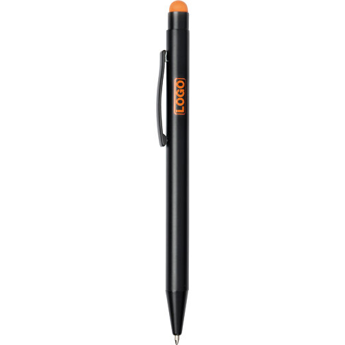 Alu-Kugelschreiber BLACK BEAUTY , orange, schwarz, Aluminium / Kunststoff, 14,00cm (Länge), Bild 1