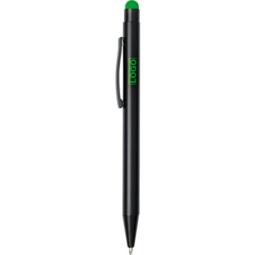 Alu-Kugelschreiber BLACK BEAUTY , grün, schwarz, Aluminium / Kunststoff, 14,00cm (Länge), Bild 1