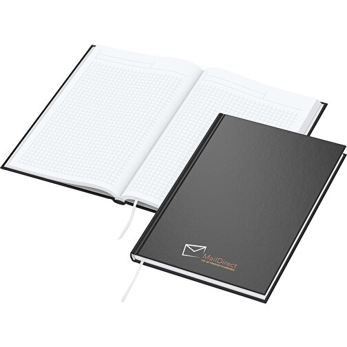 Notizbuch Note-Book Bestseller A5, Matt-schwarz , schwarz, Hochweisses Schreibpapier 90 g/m², 21,00cm x 14,80cm (Länge x Breite), Bild 1
