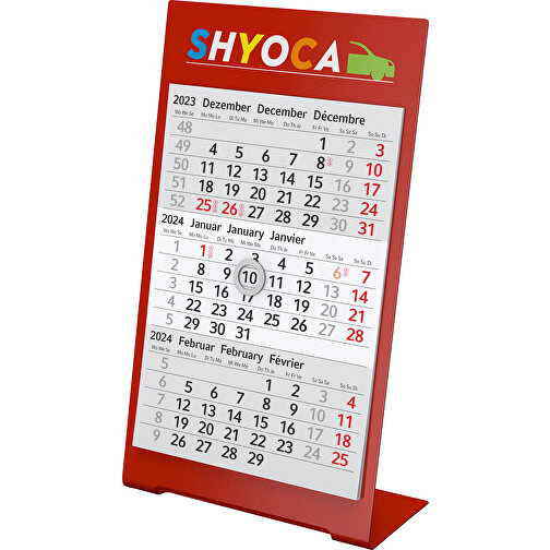 Kalendarz biurkowy Desktop 3 Color Bestseller, 1 rok, czerwony, Obraz 1