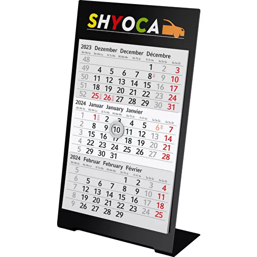 Calendrier de bureau Desktop 3 Color Bestseller, 1 an, noir, Image 1