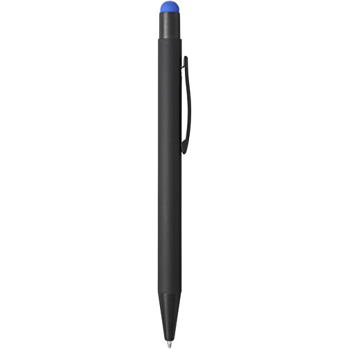 Dax Gummi-Stylus-Kugelschreiber , schwarz / royalblau, ABS Kunststoff, Metall, 14,00cm (Länge), Bild 1