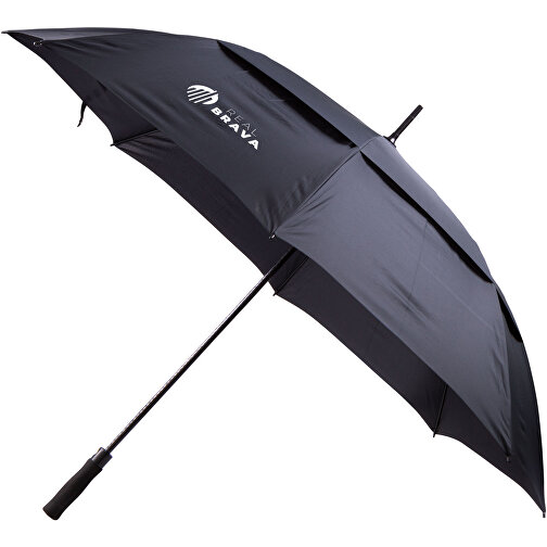 Golfregenschirm , schwarz, Polyester/Glaswolle, 110,00cm x 145,00cm (Länge x Breite), Bild 1