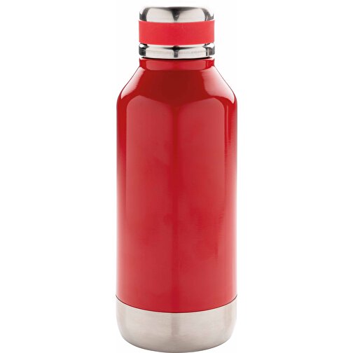 Auslaufsichere Vakuumflasche Mit Logoplatte, Rot , rot, Edelstahl, 20,30cm (Höhe), Bild 3