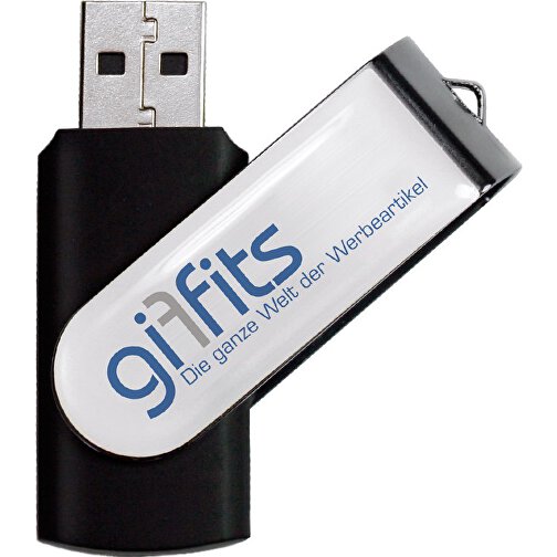 USB-Stick SWING DOMING 64GB , Promo Effects MB , schwarz MB , 65 GB , Kunststoff/ Aluminium MB , 3 - 10 MB/s MB , 5,70cm x 1,00cm x 1,90cm (Länge x Höhe x Breite), Bild 1