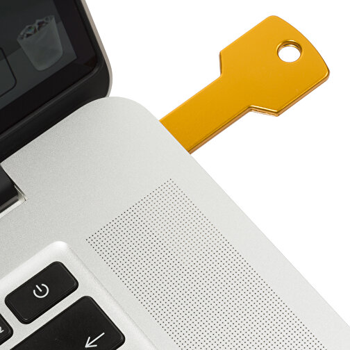USB-Stick Schlüssel 2.0 64GB , Promo Effects MB , gold MB , 65 GB , Metall MB , 3 - 10 MB/s MB , 5,70cm x 2,40cm (Länge x Breite), Bild 3