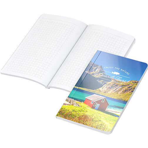 Carnet de notes Bestseller blanc de poche, 4C-Digital, matt (individuel,  Papier extra-blanc 80 g/m², 95g) comme cadeaux publicitaires Sur