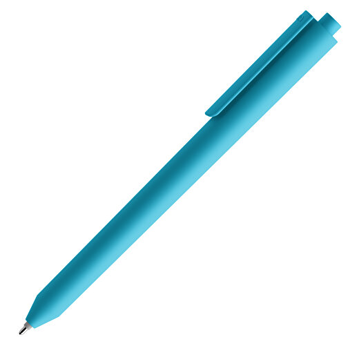 Pigra P03 Soft Touch Push Kugelschreiber , hellblau, ABS-Kunststoff, 14,00cm x 1,30cm (Länge x Breite), Bild 4