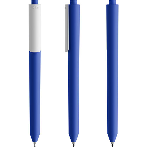 Pigra P03 Soft Touch Push Kugelschreiber , dunkelblau / weiss, ABS-Kunststoff, 14,00cm x 1,30cm (Länge x Breite), Bild 6