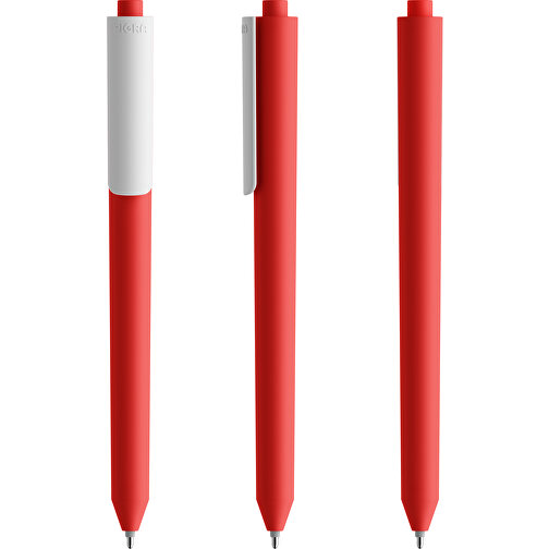 Pigra P03 Soft Touch Push Kugelschreiber , rot / weiß, ABS-Kunststoff, 14,00cm x 1,30cm (Länge x Breite), Bild 6
