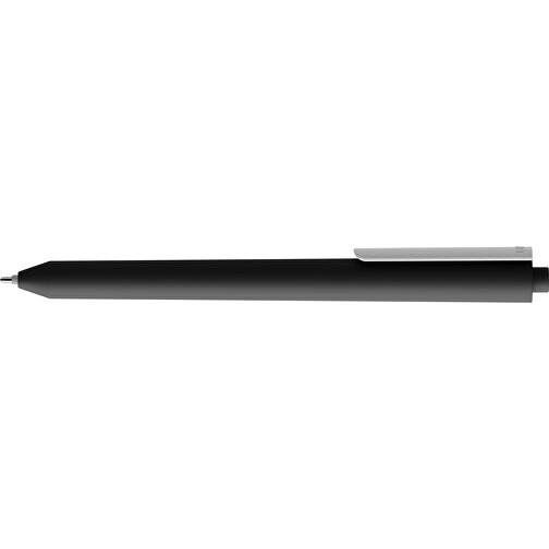 Pigra P03 Soft Touch Push Kugelschreiber , schwarz / weiss, ABS-Kunststoff, 14,00cm x 1,30cm (Länge x Breite), Bild 5