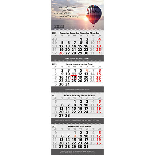 4-Monats-Kalender Quadro Wire-O 4 Bestseller , hellgrau, rot, 99,50cm x 33,50cm (Länge x Breite), Bild 1