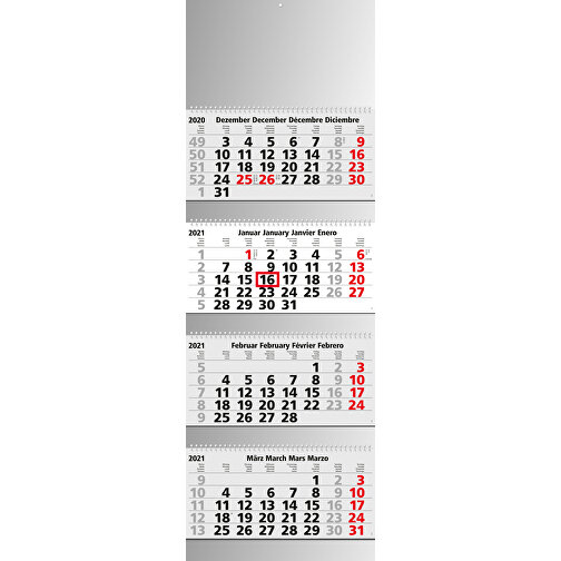 4-Monats-Kalender Quadro Wire-O 4 Bestseller , hellgrau, rot, 99,50cm x 33,50cm (Länge x Breite), Bild 2