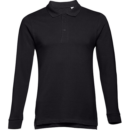 THC BERN. Langarm-Poloshirt Für Herren Aus Kardierter Baumwolle , schwarz, 100% Baumwolle, XL, 73,00cm x 58,00cm (Länge x Breite), Bild 1