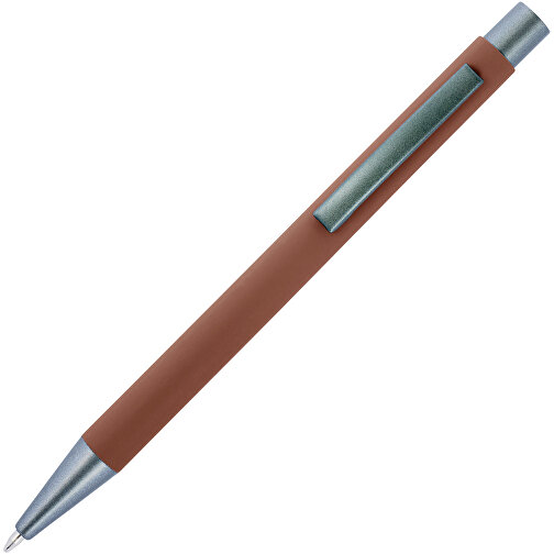 Kugelschreiber Mit Softtouch-Oberfläche Und Glanzgravur Emmett , braun, Aluminium, Metall, Kautschuk, , Bild 2